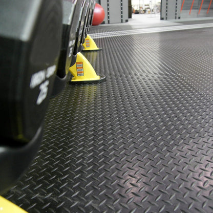 Diamond-Plate Rubber Flooring Roll - 3 mm x 4 ft x 2 ft Roll - Black