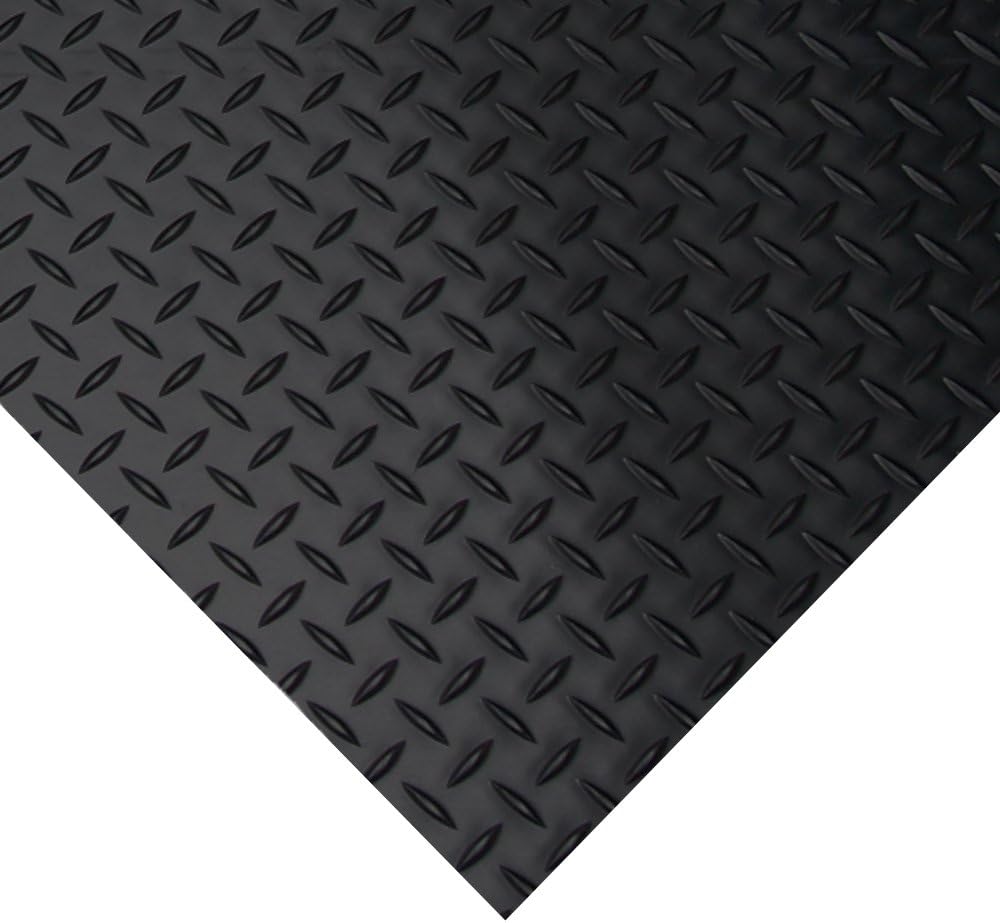 Diamond-Plate Rubber Flooring Roll - 3 mm x 4 ft x 2 ft Roll - Black