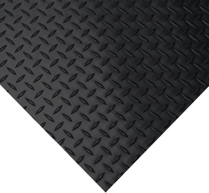 Diamond-Plate Rubber Flooring Roll - 3 mm x 4 ft x 2 ft Roll - Black