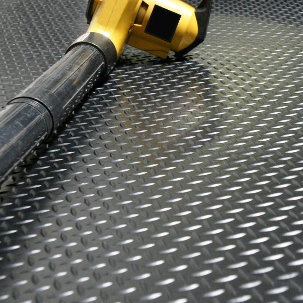 Diamond-Plate Rubber Flooring Roll - 3 mm x 4 ft x 2 ft Roll - Black