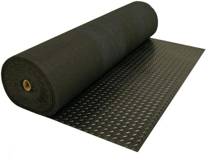 Diamond-Plate Rubber Flooring Roll - 3 mm x 4 ft x 2 ft Roll - Black
