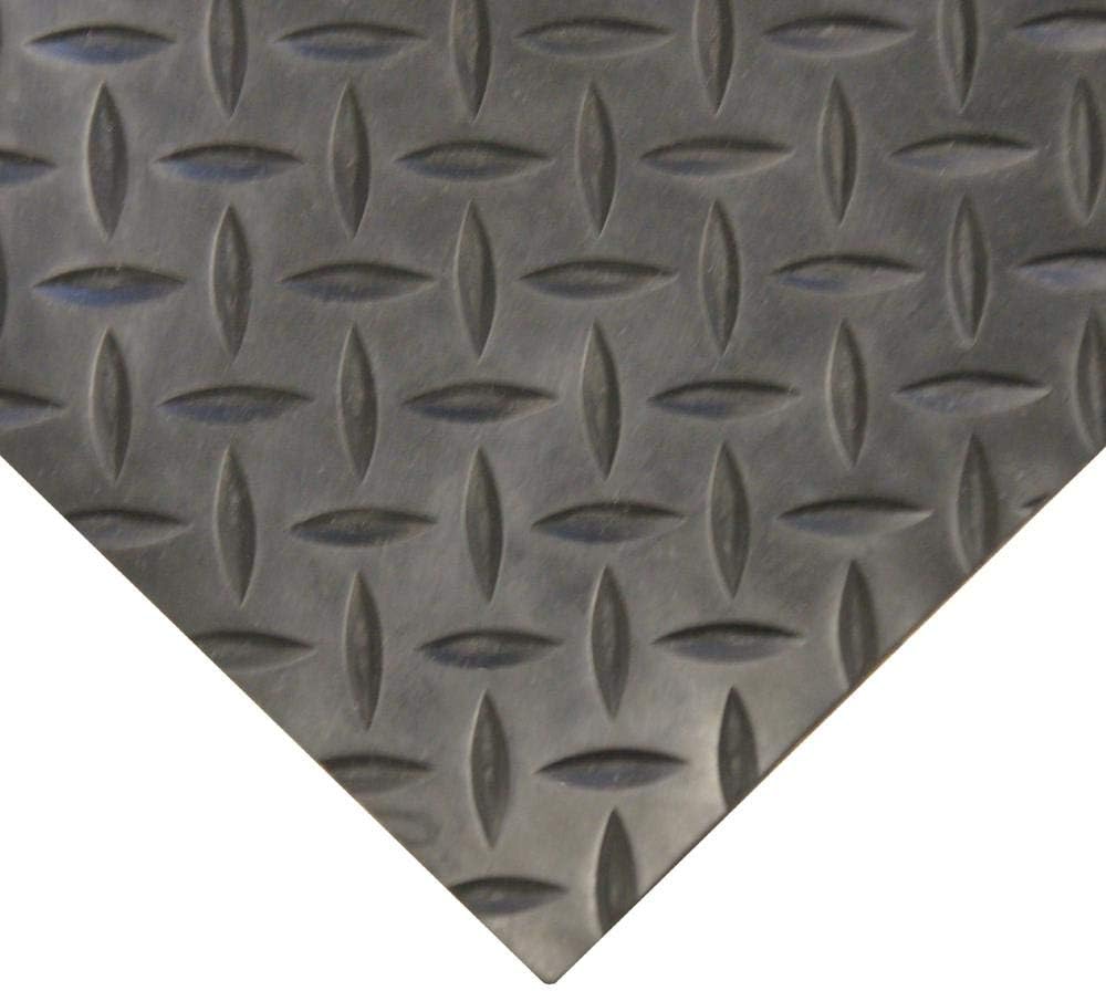 Diamond-Plate Rubber Flooring Roll - 3 mm x 4 ft x 2 ft Roll - Black