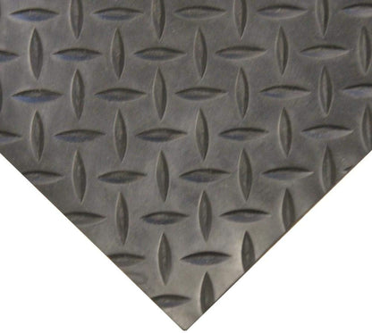 Diamond-Plate Rubber Flooring Roll - 3 mm x 4 ft x 2 ft Roll - Black