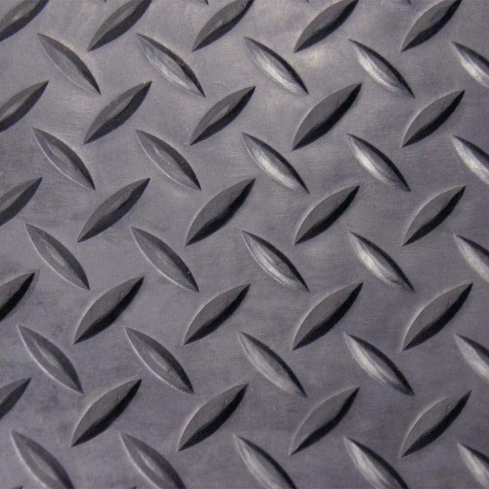 Diamond-Plate Rubber Flooring Roll - 3 mm x 4 ft x 2 ft Roll - Black