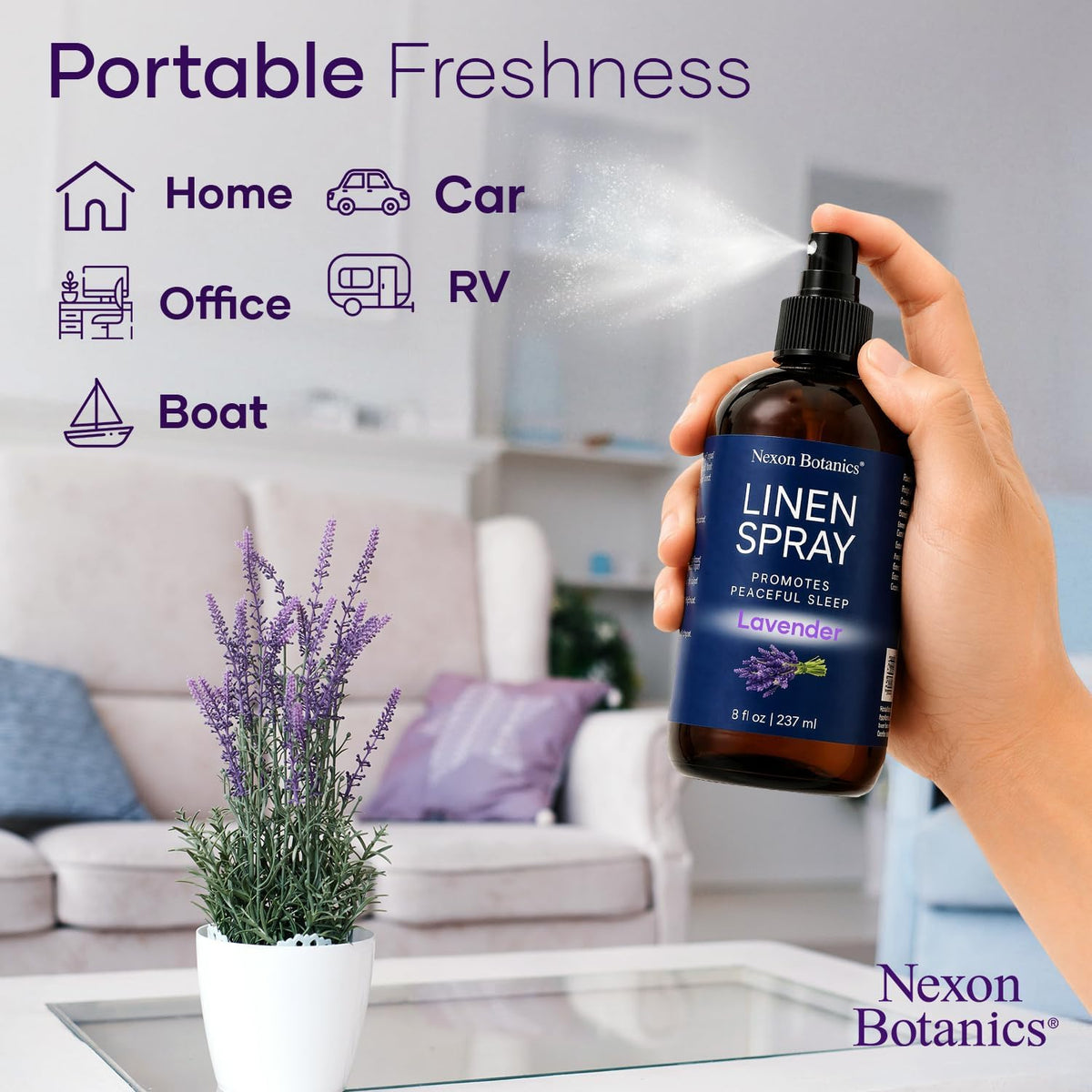 Lavender Linen Spray and Soothing Room Mist 8 fl oz with Gentle Scent