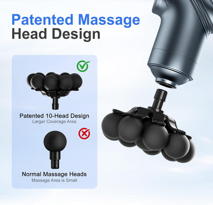 Massage Gun Deep Tissue Mini Muscle Back Massager for Pain Relief | Silent Mini Muscle Massager with 9 Massages Heads Birthday Gifts for Men Women Dad Him (Blue)