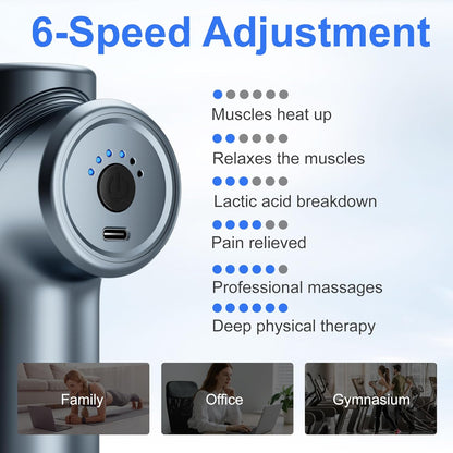 Massage Gun Deep Tissue Mini Muscle Back Massager for Pain Relief | Silent Mini Muscle Massager with 9 Massages Heads Birthday Gifts for Men Women Dad Him (Blue)