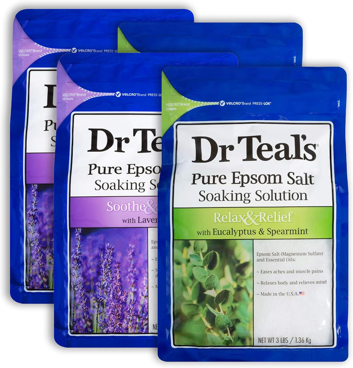Epsom Salt 12 lb Bath Time Value Pack - 6 lb Lavender, 6 lb Eucalyptus Spearmint - Bath Time Epsom Soaking Salts