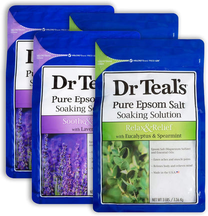 Epsom Salt 12 lb Bath Time Value Pack - 6 lb Lavender, 6 lb Eucalyptus Spearmint - Bath Time Epsom Soaking Salts