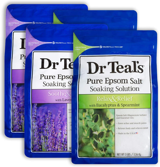 Epsom Salt 12 lb Bath Time Value Pack - 6 lb Lavender, 6 lb Eucalyptus Spearmint - Bath Time Epsom Soaking Salts
