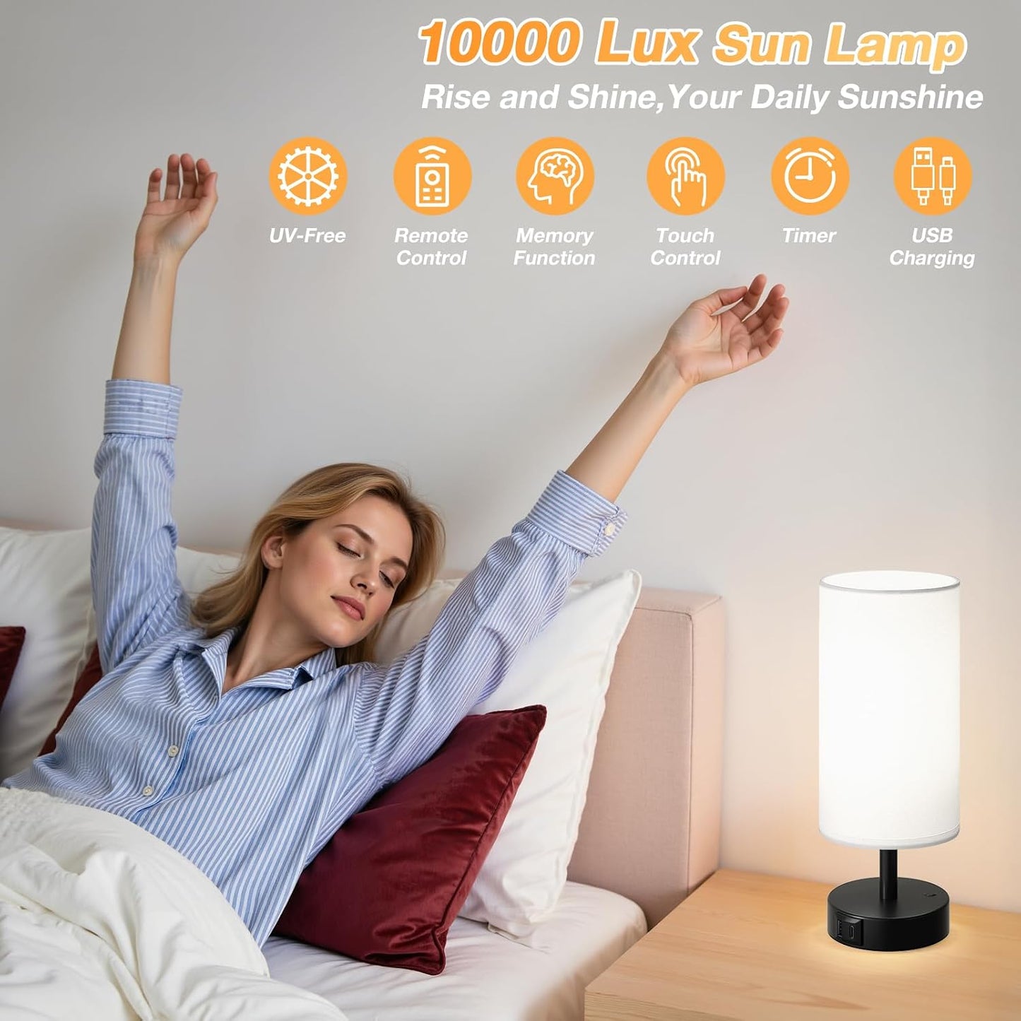 Dicoool Light Therapy Lamp 10000 Lux - Full Spectrum Sunlight Lamp, Happy Light for Seasonal Mood Boost - CRI 96+ Sun Lamp for Windowless Office, Reading, Shift Workers - Remote & Timer