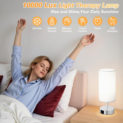 Dicoool Light Therapy Lamp 10000 Lux - Full Spectrum Sunlight Lamp, Happy Light for Seasonal Mood Boost - CRI 96+ Sun Lamp for Windowless Office, Reading, Shift Workers - Remote & Timer