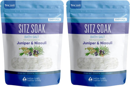 Sitz Bath Soak 2-Lbs Sitz Salt Epsom Salt Hemorrhoid Soothing with Pure Essential Oils in BPA Free Pouch with Press-Lock Seal Made in USA