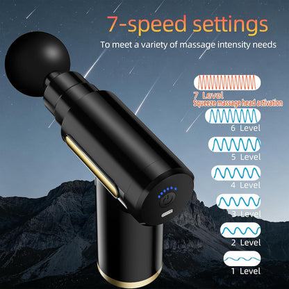 Massage Gun, Electric Massager, Suitable for Whole Body to Relieve Fatigue, Replaceable Massage Head Impact Massager, The Best Choice for Gift Giving (Black-720)