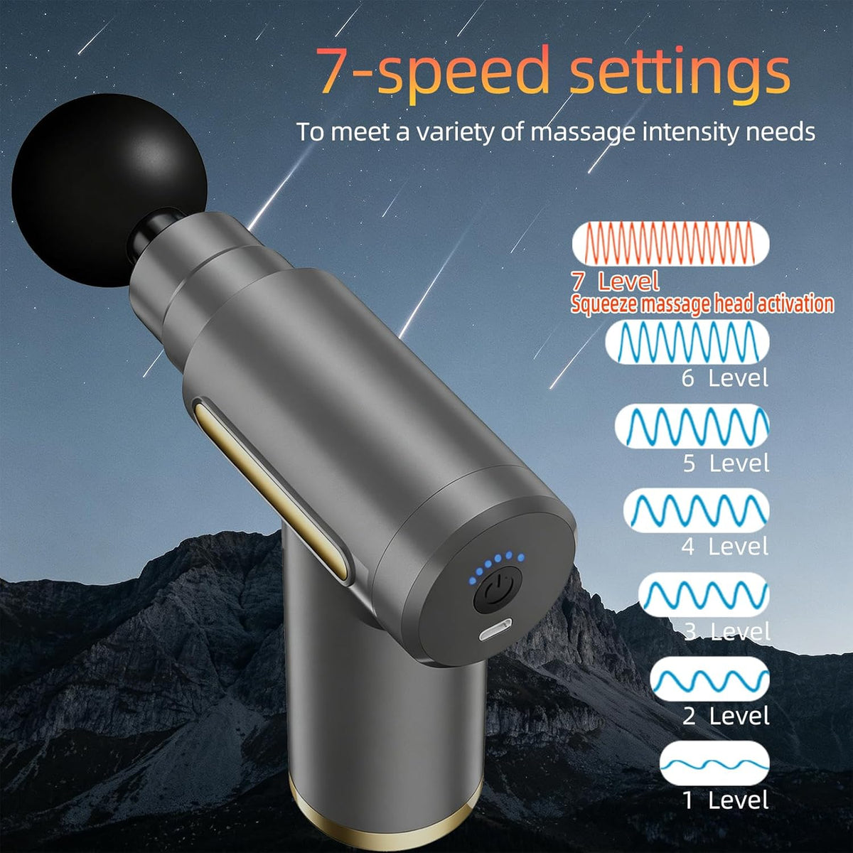 Massage Gun, Electric Massager, Suitable for Whole Body to Relieve Fatigue, Replaceable Massage Head Impact Massager, The Best Choice for Gift Giving (Black-720)