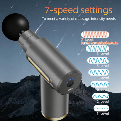 Massage Gun, Electric Massager, Suitable for Whole Body to Relieve Fatigue, Replaceable Massage Head Impact Massager, The Best Choice for Gift Giving (Black-720)