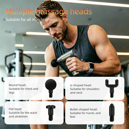 Massage Gun, Electric Massager, Suitable for Whole Body to Relieve Fatigue, Replaceable Massage Head Impact Massager, The Best Choice for Gift Giving (Black-720)
