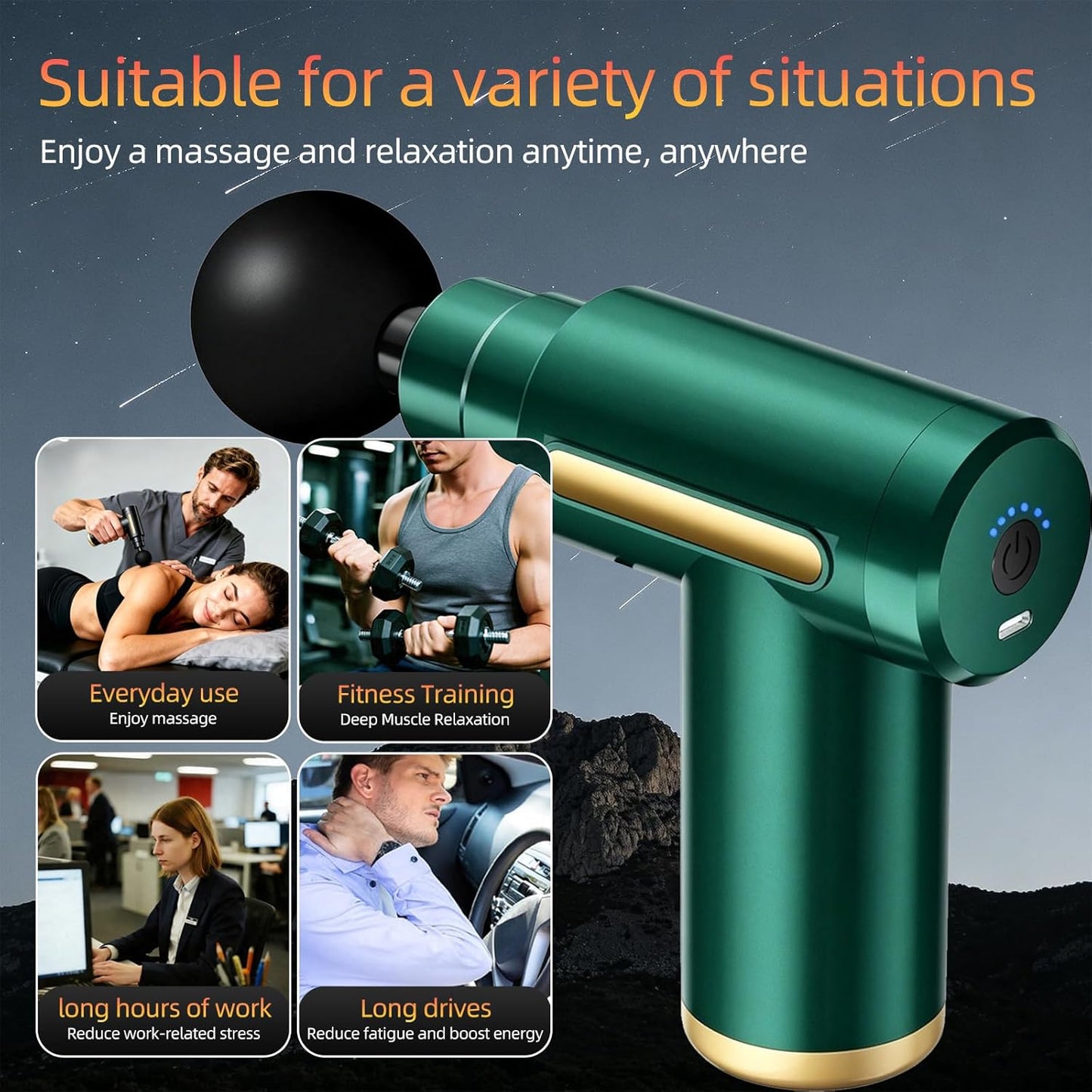Massage Gun, Electric Massager, Suitable for Whole Body to Relieve Fatigue, Replaceable Massage Head Impact Massager, The Best Choice for Gift Giving (Black-720)