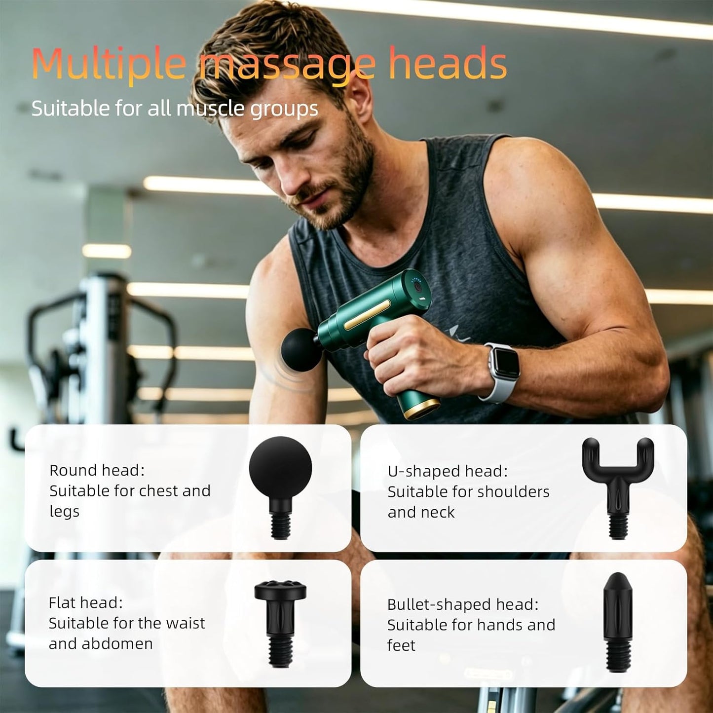 Massage Gun, Electric Massager, Suitable for Whole Body to Relieve Fatigue, Replaceable Massage Head Impact Massager, The Best Choice for Gift Giving (Black-720)