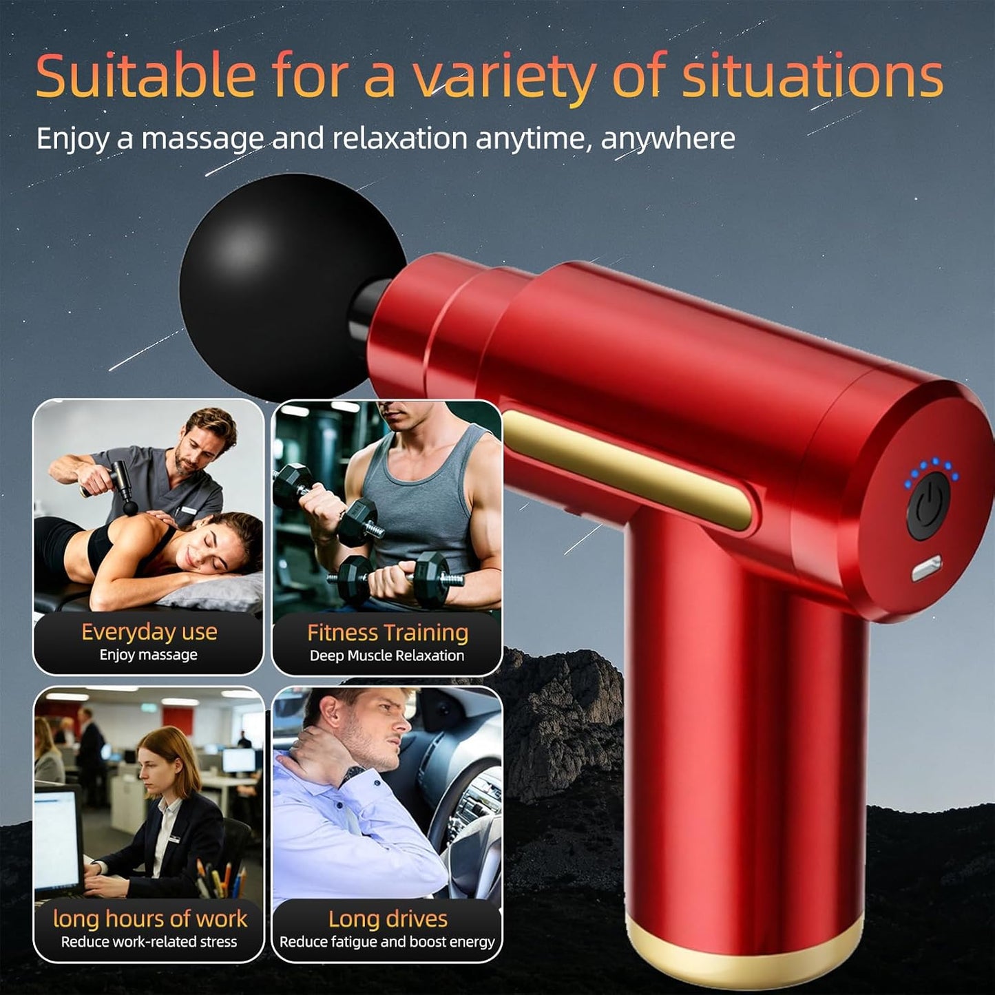 Massage Gun, Electric Massager, Suitable for Whole Body to Relieve Fatigue, Replaceable Massage Head Impact Massager, The Best Choice for Gift Giving (Black-720)