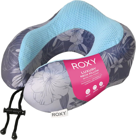 Cooling Gel Neck Pillow, Memory Foam Travel Neck Pillow for Airplane, Ergonomic Neck Support Pillow for Travel, Plane, Car & Office, Breathable Washable Cover, Pink