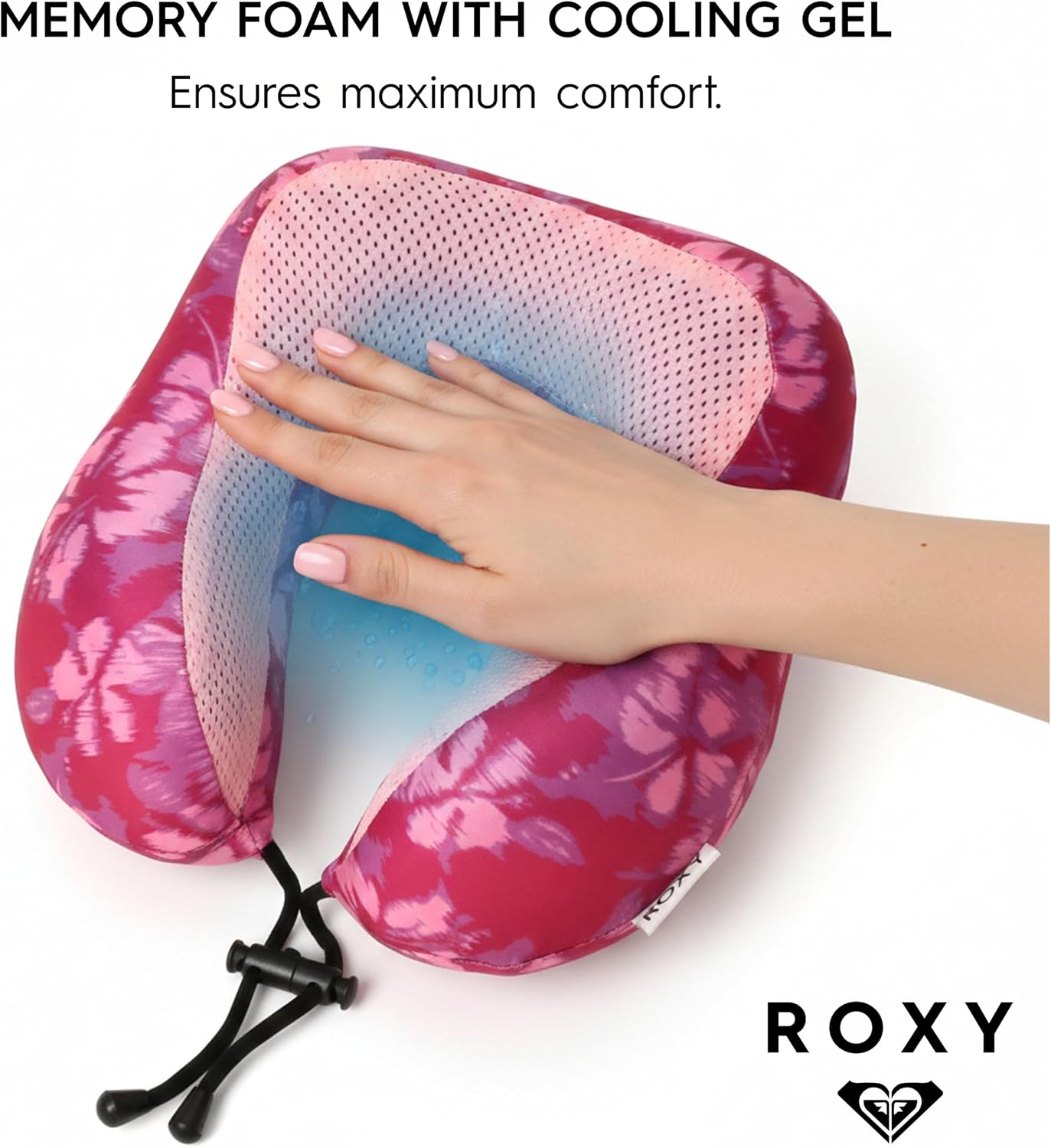 Cooling Gel Neck Pillow, Memory Foam Travel Neck Pillow for Airplane, Ergonomic Neck Support Pillow for Travel, Plane, Car & Office, Breathable Washable Cover, Pink
