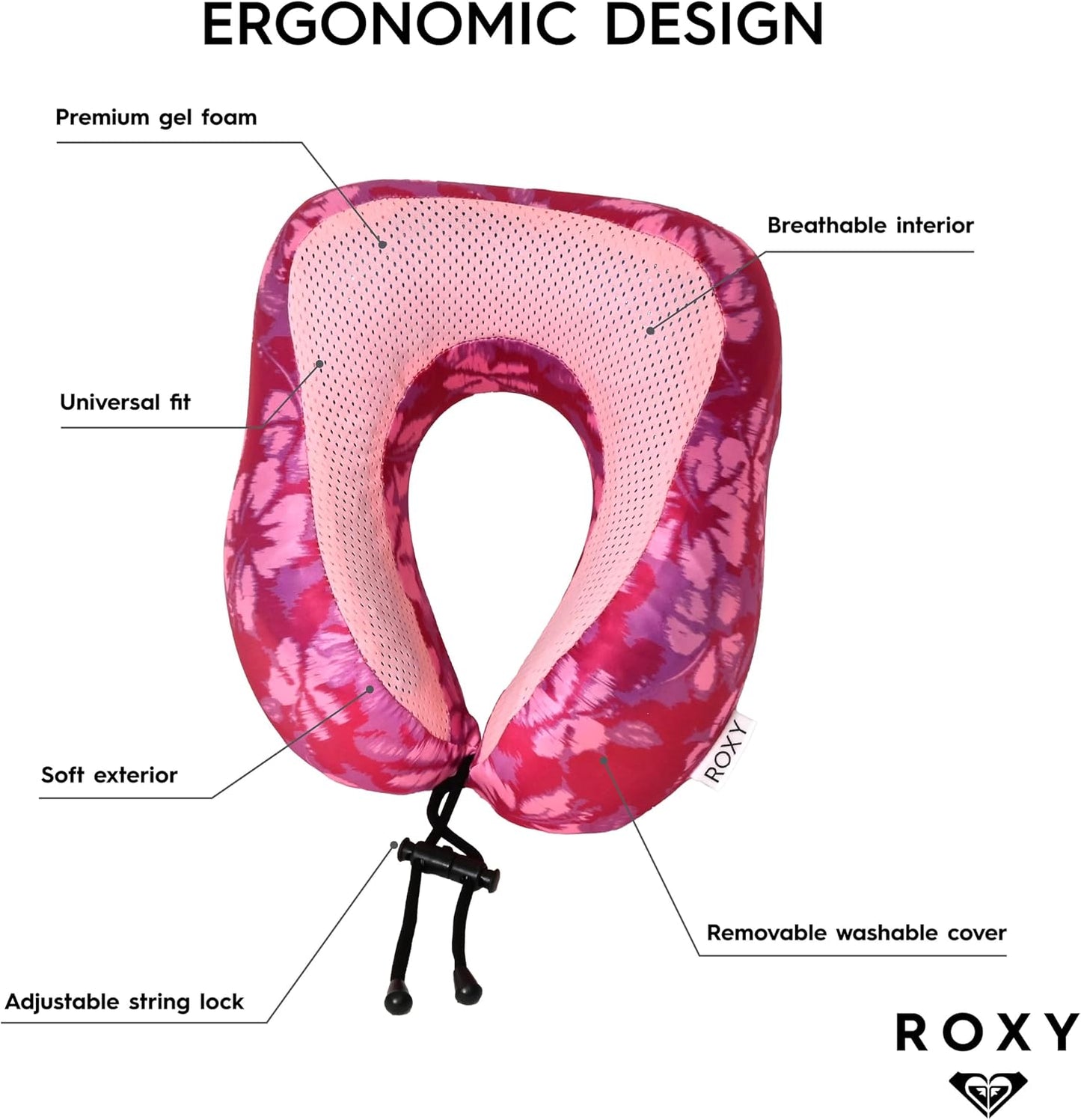 Cooling Gel Neck Pillow, Memory Foam Travel Neck Pillow for Airplane, Ergonomic Neck Support Pillow for Travel, Plane, Car & Office, Breathable Washable Cover, Pink