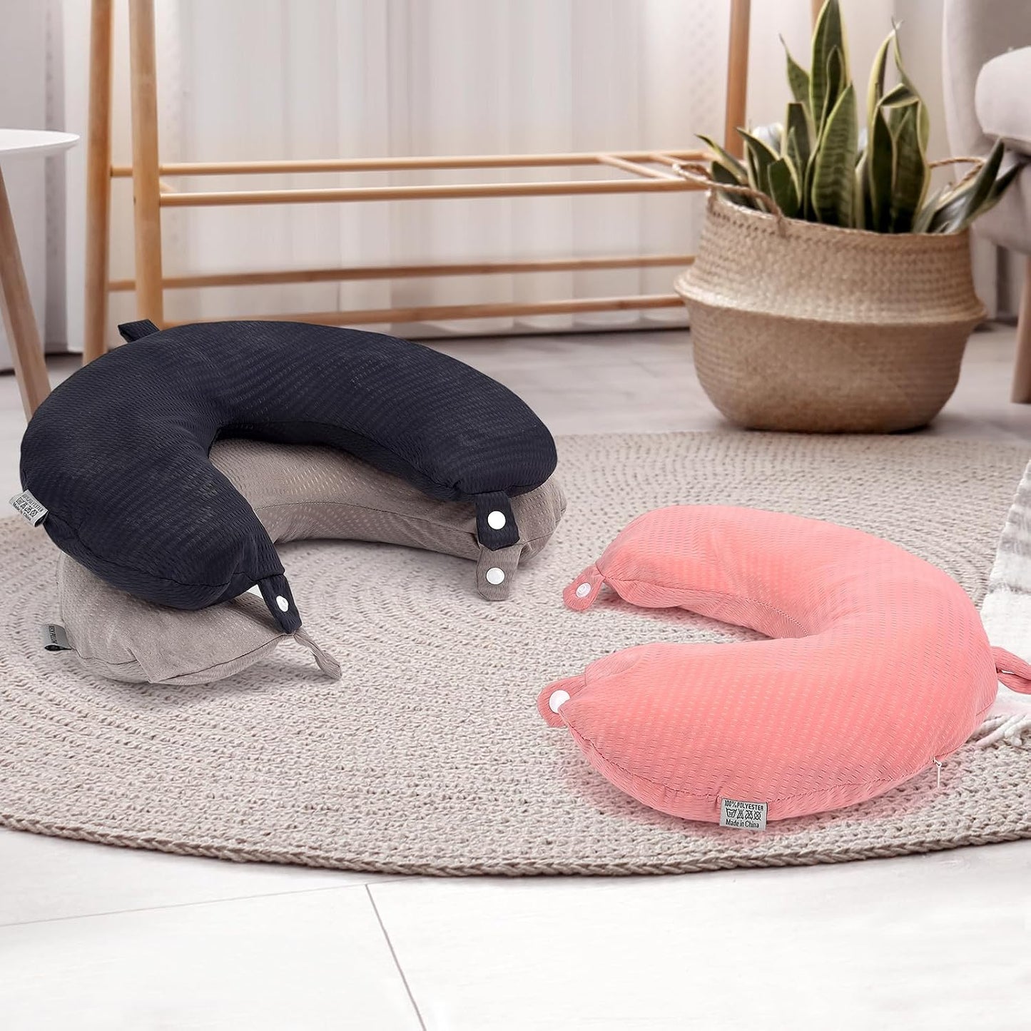 Travel Neck Pillow Cover U Shape Necks Pillows Case Replacement Covers Soft and Smooth Pink (ONLY Pillow Cover, No Filler)