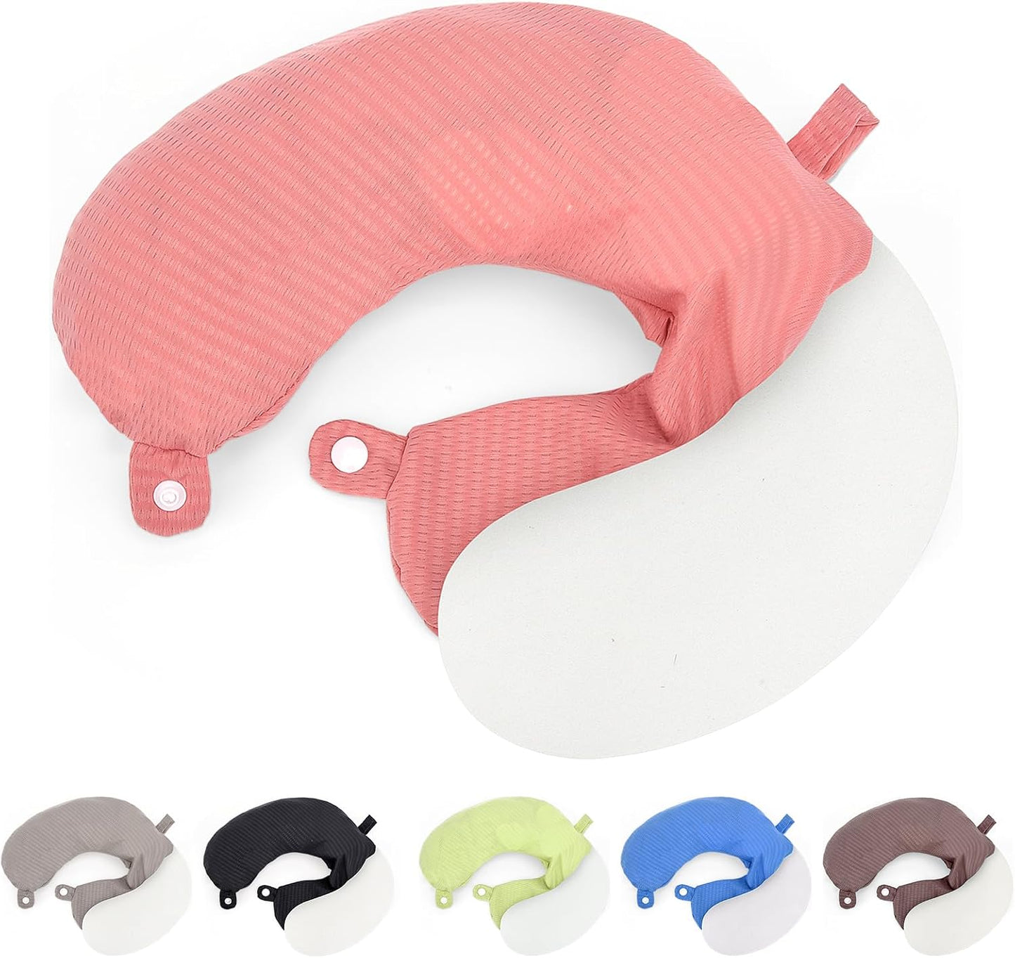 Travel Neck Pillow Cover U Shape Necks Pillows Case Replacement Covers Soft and Smooth Pink (ONLY Pillow Cover, No Filler)