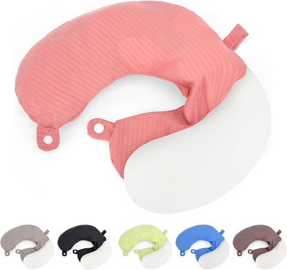 Travel Neck Pillow Cover U Shape Necks Pillows Case Replacement Covers Soft and Smooth Pink (ONLY Pillow Cover, No Filler)