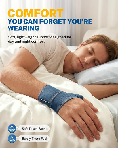 Wrist Brace with Soft-Touch Fabric, Breathable Compression Wrist Support for Daily Wear, Typing & Work, Adjustable Wrist Wrap for Mild Carpal Tunnel, Tendonitis, Arthritis & Sprains, S