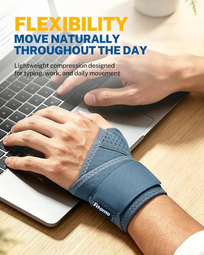 Wrist Brace with Soft-Touch Fabric, Breathable Compression Wrist Support for Daily Wear, Typing & Work, Adjustable Wrist Wrap for Mild Carpal Tunnel, Tendonitis, Arthritis & Sprains, S