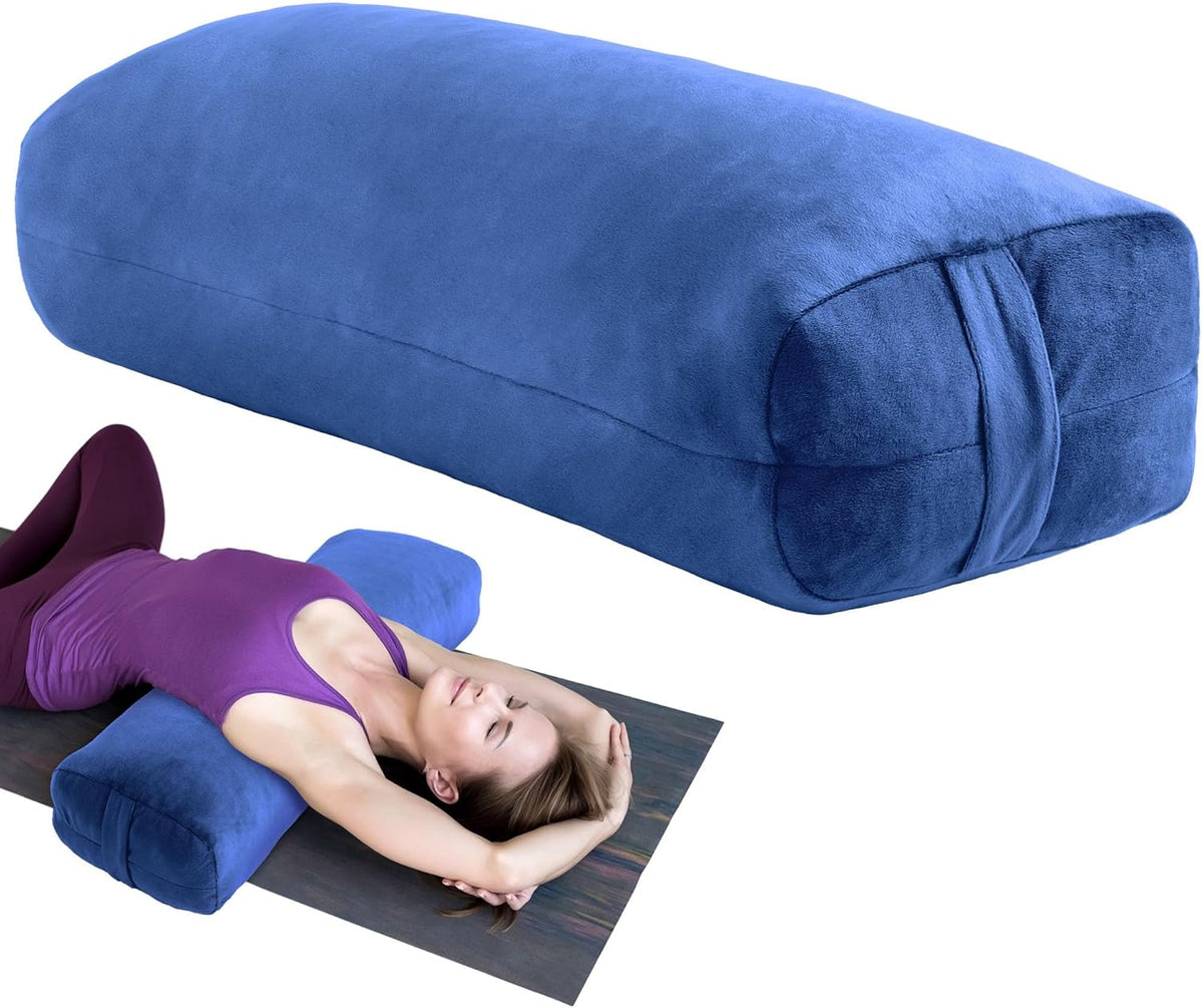 Yoga Bolster Pillow, Rectangular Bolster for Restorative Yoga & Meditation, Professional Meditation Cushion with Carry Handle, 27"X10"X6"