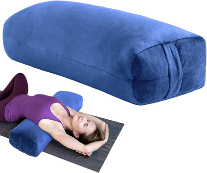 Yoga Bolster Pillow, Rectangular Bolster for Restorative Yoga & Meditation, Professional Meditation Cushion with Carry Handle, 27"X10"X6"