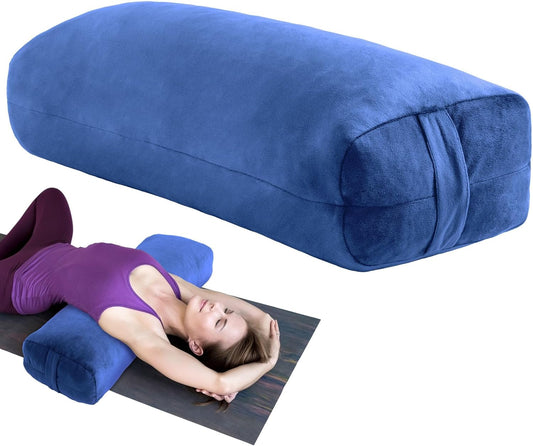 Yoga Bolster Pillow, Rectangular Bolster for Restorative Yoga & Meditation, Professional Meditation Cushion with Carry Handle, 27"X10"X6"