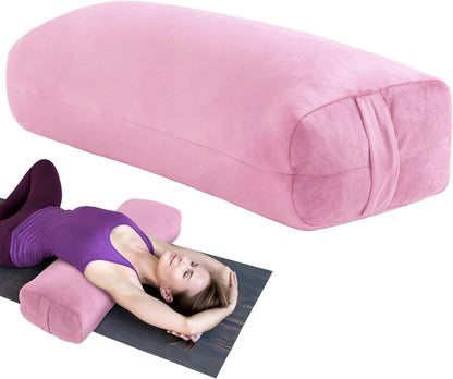 Yoga Bolster Pillow, Rectangular Bolster for Restorative Yoga & Meditation, Professional Meditation Cushion with Carry Handle, 27"X10"X6"