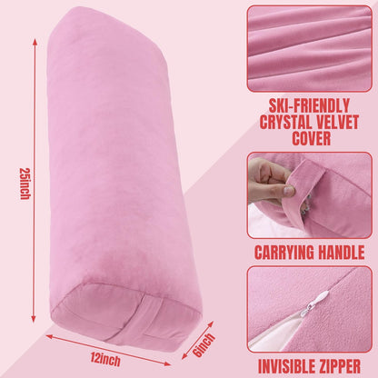 Yoga Bolster Pillow, Rectangular Bolster for Restorative Yoga & Meditation, Professional Meditation Cushion with Carry Handle, 27"X10"X6"