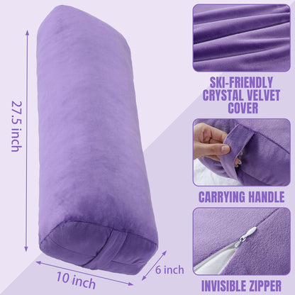 Yoga Bolster Pillow, Rectangular Bolster for Restorative Yoga & Meditation, Professional Meditation Cushion with Carry Handle, 27"X10"X6"