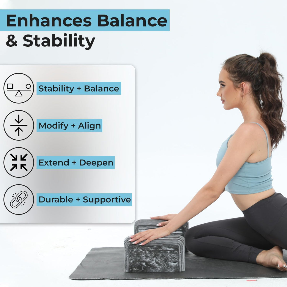Yoga Block, EVA Foam Yoga Brick with Arc Shape & Non-Slip Grip, Lightweight Portable Yoga Block for Women Men, Ink Painting Design, Yoga Accessories for Poses, Pilates, Meditation, Balance & Stretching