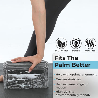 Yoga Block, EVA Foam Yoga Brick with Arc Shape & Non-Slip Grip, Lightweight Portable Yoga Block for Women Men, Ink Painting Design, Yoga Accessories for Poses, Pilates, Meditation, Balance & Stretching