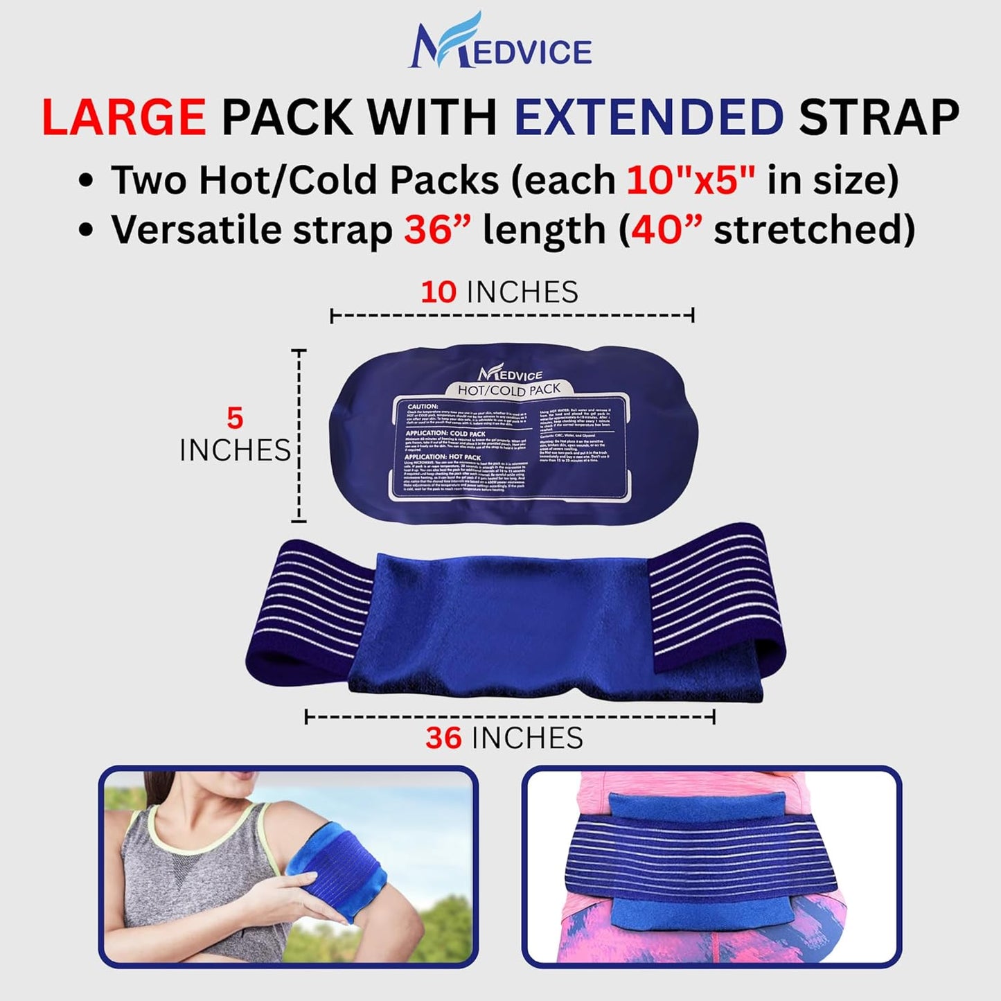 Reusable Hot and Cold Ice Packs for Injuries (3-Piece Set), Joint Pain