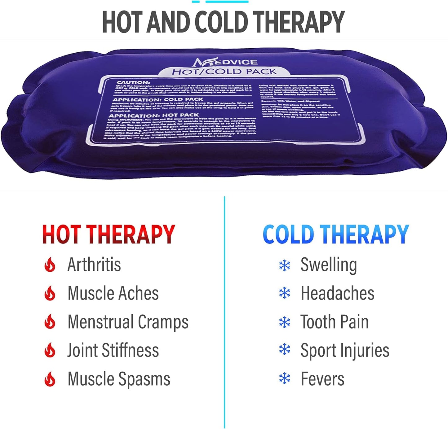Reusable Hot and Cold Ice Packs for Injuries (3-Piece Set), Joint Pain