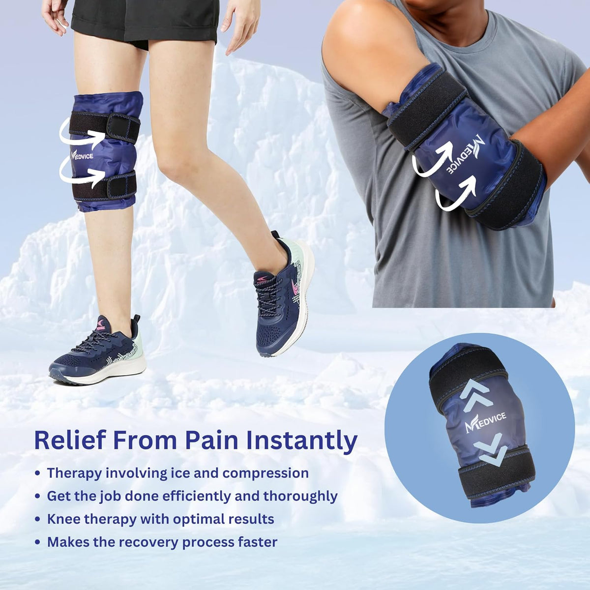 Reusable Hot and Cold Ice Packs for Injuries (3-Piece Set), Joint Pain