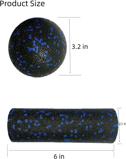 Mini Foam Roller and Massage Ball Set, 6-Inch Small Foam Roller & 3.2-Inch Ball for Travel, Back, Legs, and Muscle Recovery