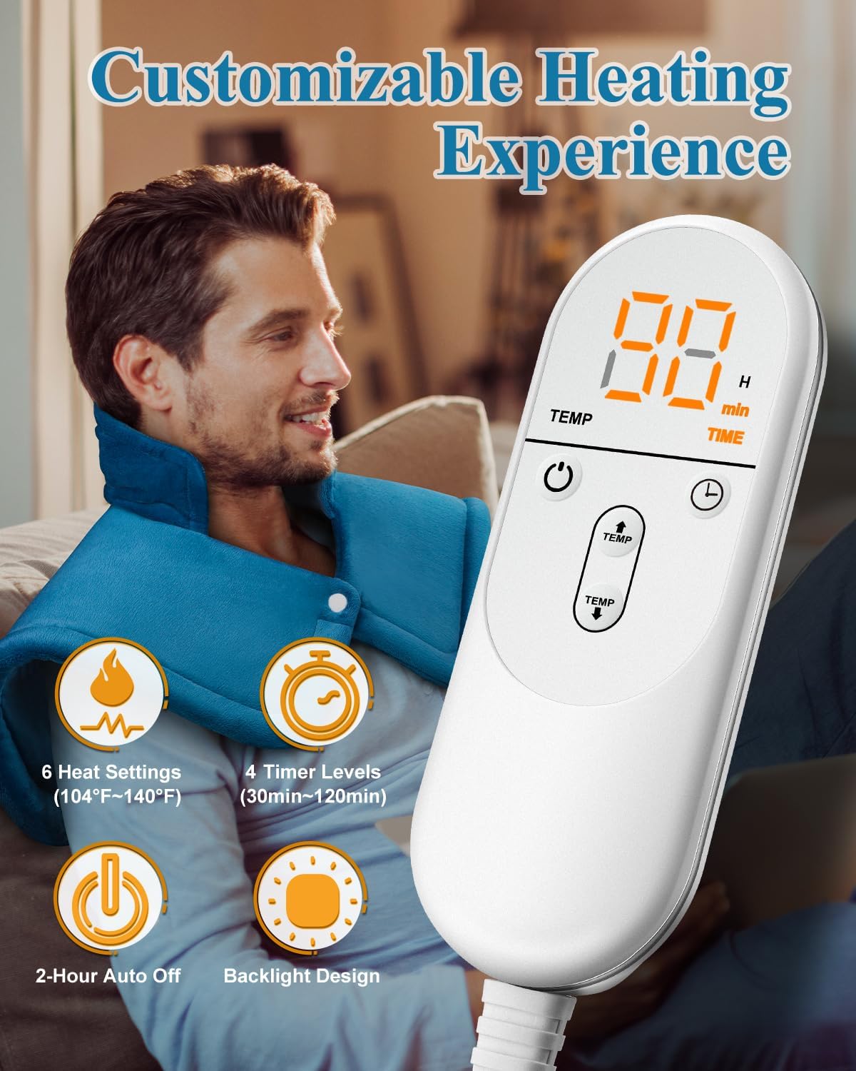 Heating Pad for Neck Shoulders Back, Electric Heat Pads, Weighted Heated Wrap for Daily Relax 6 Heat Settings 4 Auto Timers, Birthday Gifts for Women Men Mom Dad Wife Husband, 17"x23", ETL Certified