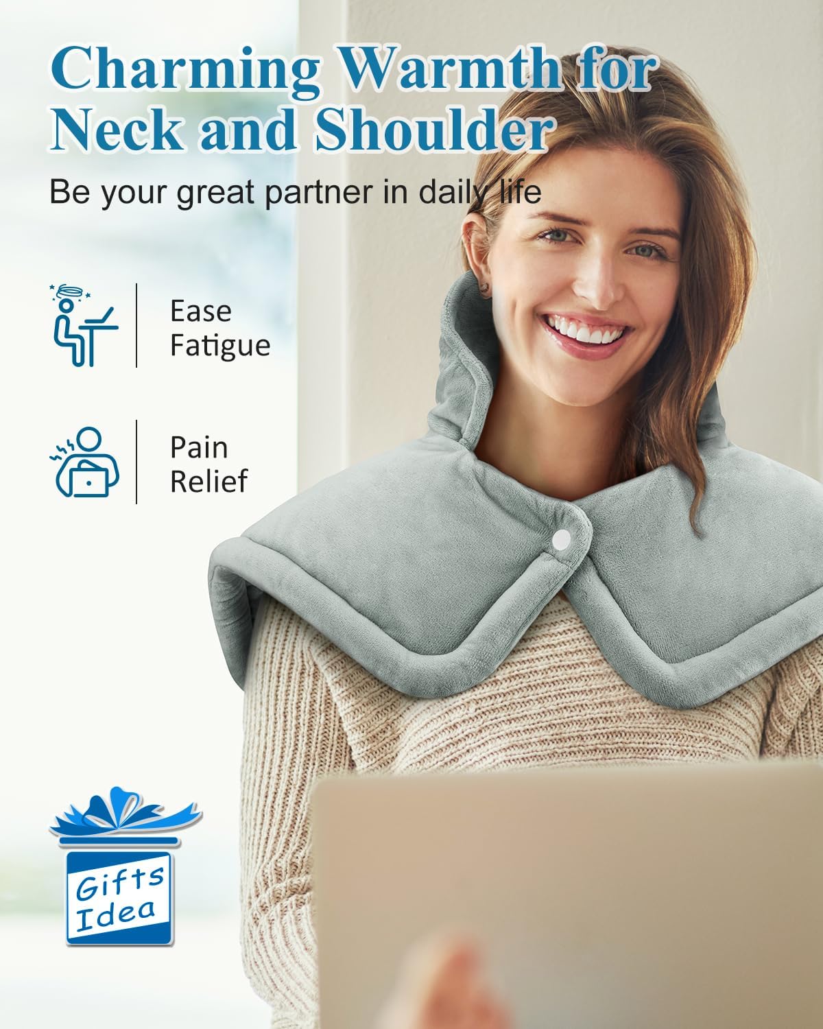 Heating Pad for Neck Shoulders Back, Electric Heat Pads, Weighted Heated Wrap for Daily Relax 6 Heat Settings 4 Auto Timers, Birthday Gifts for Women Men Mom Dad Wife Husband, 17"x23", ETL Certified