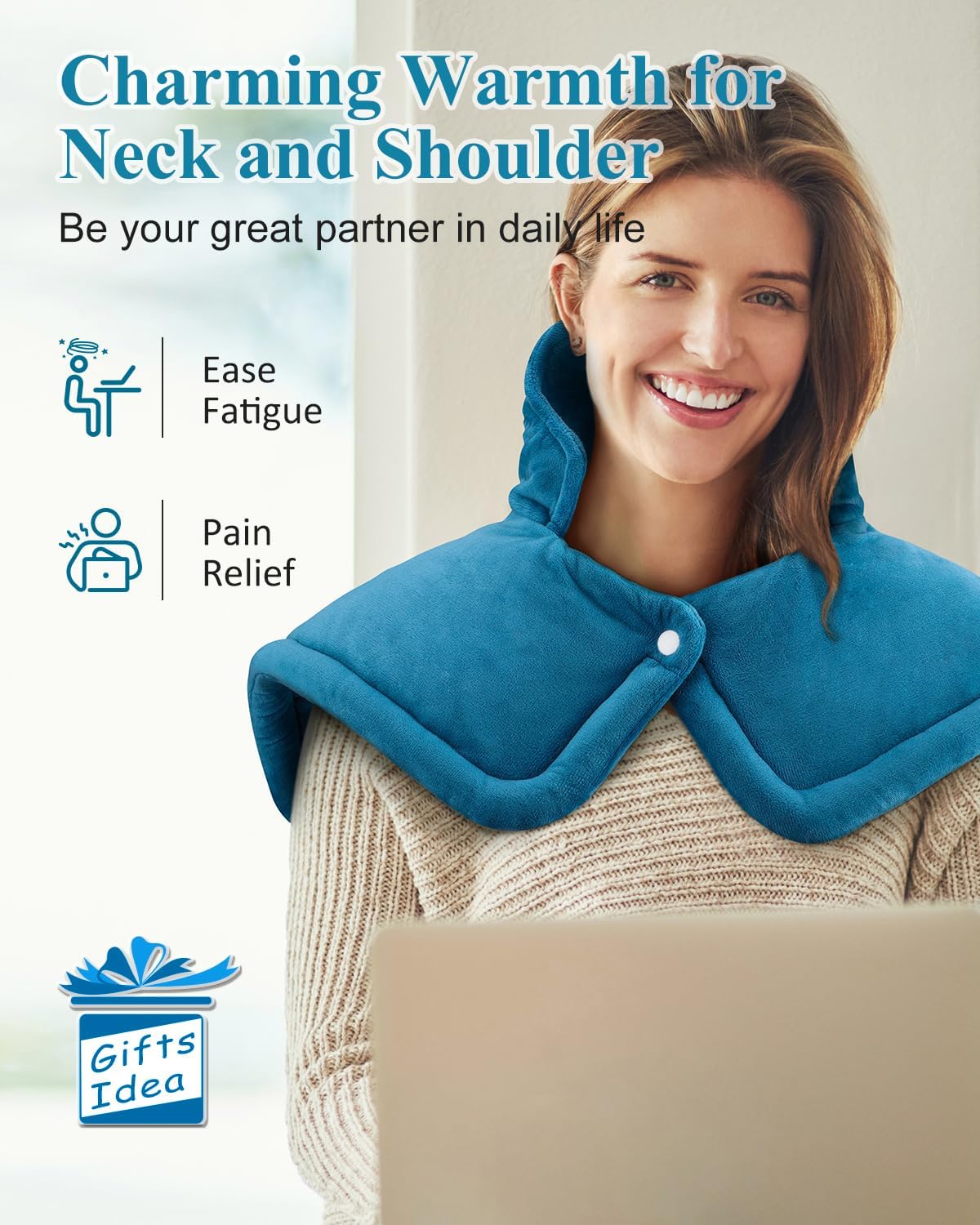 Heating Pad for Neck Shoulders Back, Electric Heat Pads, Weighted Heated Wrap for Daily Relax 6 Heat Settings 4 Auto Timers, Birthday Gifts for Women Men Mom Dad Wife Husband, 17"x23", ETL Certified