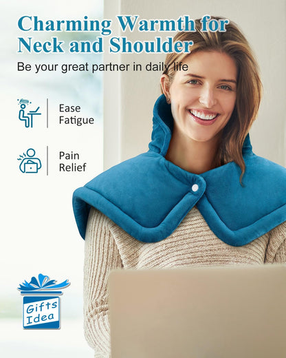 Heating Pad for Neck Shoulders Back, Electric Heat Pads, Weighted Heated Wrap for Daily Relax 6 Heat Settings 4 Auto Timers, Birthday Gifts for Women Men Mom Dad Wife Husband, 17"x23", ETL Certified