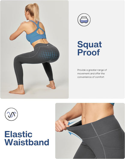 Leggings with Pockets for Women Tummy Control High Waisted Yoga Pants Women Compression Workout Leggings