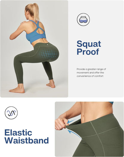 Leggings with Pockets for Women Tummy Control High Waisted Yoga Pants Women Compression Workout Leggings